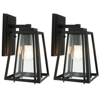 SAFAVIEH Rydler 2-Light A19 Black Steel Wall Sconce with Clear Shade, Set of 2