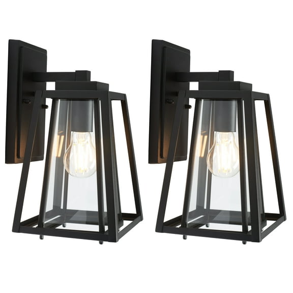SAFAVIEH Rydler 2-Light A19 Black Steel Wall Sconce with Clear Shade, Set of 2