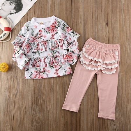 

Fashion Newborn Baby Girl Clothes Long Sleeve Floral Tops Pants Autumn Outfit Set 1-6Y