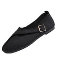 thumbnail image 2 of Samdudou Dress Shoes for Women Closed Toe Round Front Slip On Flats Unique Asymmetrical Buckle Strap Woven Textured Fabric Minimalist Aesthetic Everyday Footwear, 2 of 8