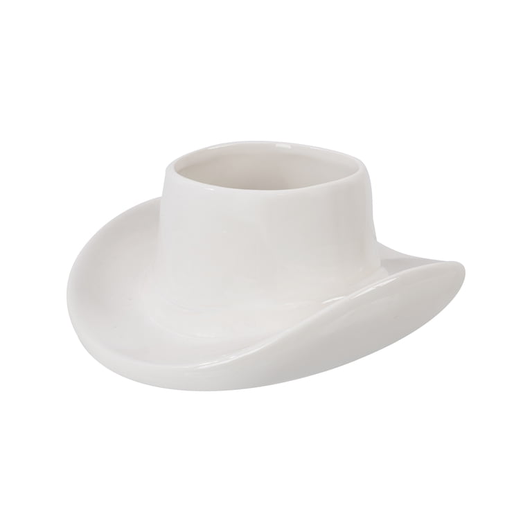 Mainstays White Ceramic Cowboy Hat Planter, 9.3 x 10.2 in photo 1