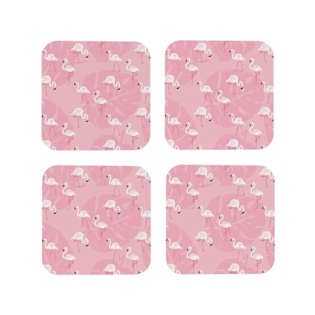 

Tideii Pink Flamingos and Flowers for Leather Coasters 4 Pieces Anti-fouling and Anti-scalding Decorative Coasters Suitable for Restaurants Kitchens Coffee Shops-Square