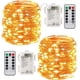 thumbnail image 1 of guirnaldas de luces LED a pilas de 10 m, 100 LED, temporizador con mando a distancia, IP65 resistente al agua, decoración interior y exterior para Navidad, bodas, fiestas, hogar y jardín (amarillas)., 1 of 5