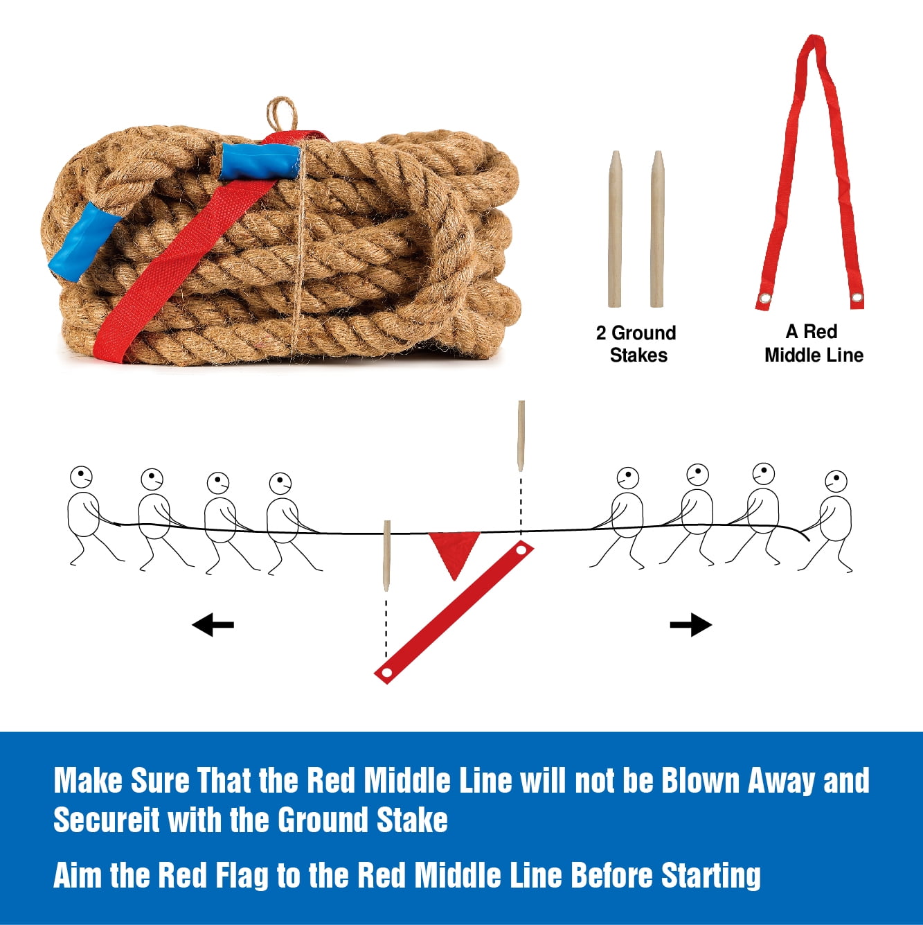 Fugocen 33Ft Field Day Tug of War Rope for Kids and Adults Outdoor Games Family Team Building