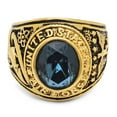 thumbnail image 3 of Large 15mm 14k Gold Plated Simulated Sapphire Blue CZ Military Ring, Size 6.5, 3 of 7