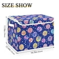 thumbnail image 5 of Yayeee Collapsible Cube Storage Bin with Lid Fabric Closet Decorative Basket with Handles, Blue Colorful Candies, 5 of 7