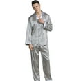 thumbnail image 1 of CNKOO Men‘s Soft Silk Surface Pajamas Set Casual Home Service Two-Piece Set, 1 of 5