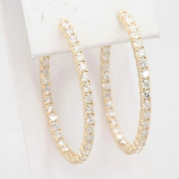 Sparkle Jewels 3CT Round Cut CZ Inside-Out Hoop Earrings In 14K Yellow Gold Plated