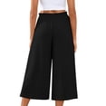 thumbnail image 4 of Stralyhd Womens Wide Leg Capris Pants Breathable Half Elastic Waist Casual 3/4 Pants Fashion Vacation Trousers Summer Linen Pants with Pockets Black XL, 4 of 8