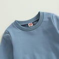 thumbnail image 3 of Zehjuhan Toddler Baby Solid Color Sweatshirt Outfit Long Sleeve Pullover Drawstring Pants Casual Fall Winter Blue，3-6M, 3 of 7