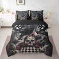 thumbnail image 2 of Castle Fairy Animal Black Crow Twin Bedding Sets 7-Piece for Boys Girls,Gothic Floral Rose Skull Bedding Comforter Set Microfiber,Geometric Plaid Grid Breathable Sheet Sets,Lightweight Room Decor, 2 of 8