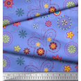 thumbnail image 3 of Soimoi Blue Polyester Crepe Fabric Insect & Floral Clip Art Fabric Prints by Yard 52 Inch Wide, 3 of 3