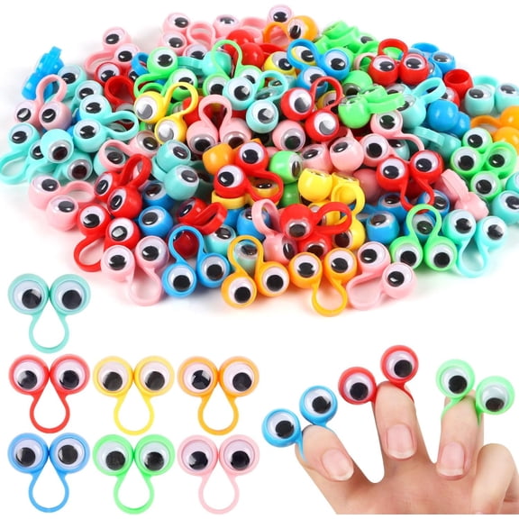 Eye Finger Puppets Toys Set, 100Pcs Wiggly Eyeball Finger Puppet Eye On Rings For Kids, Party Favors For Boys Girls, (Multicolor)