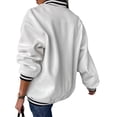 thumbnail image 4 of DYMADE Women Long Sleeve Pockets Contrast Fleece Bomber Fashion Coat, 4 of 6