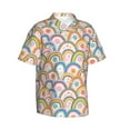 thumbnail image 2 of Daiia Rainbow Flowers Hawaiian Shirt for Men Gentle Cotton Regular Short Sleeve Casual-X-Large, 2 of 9