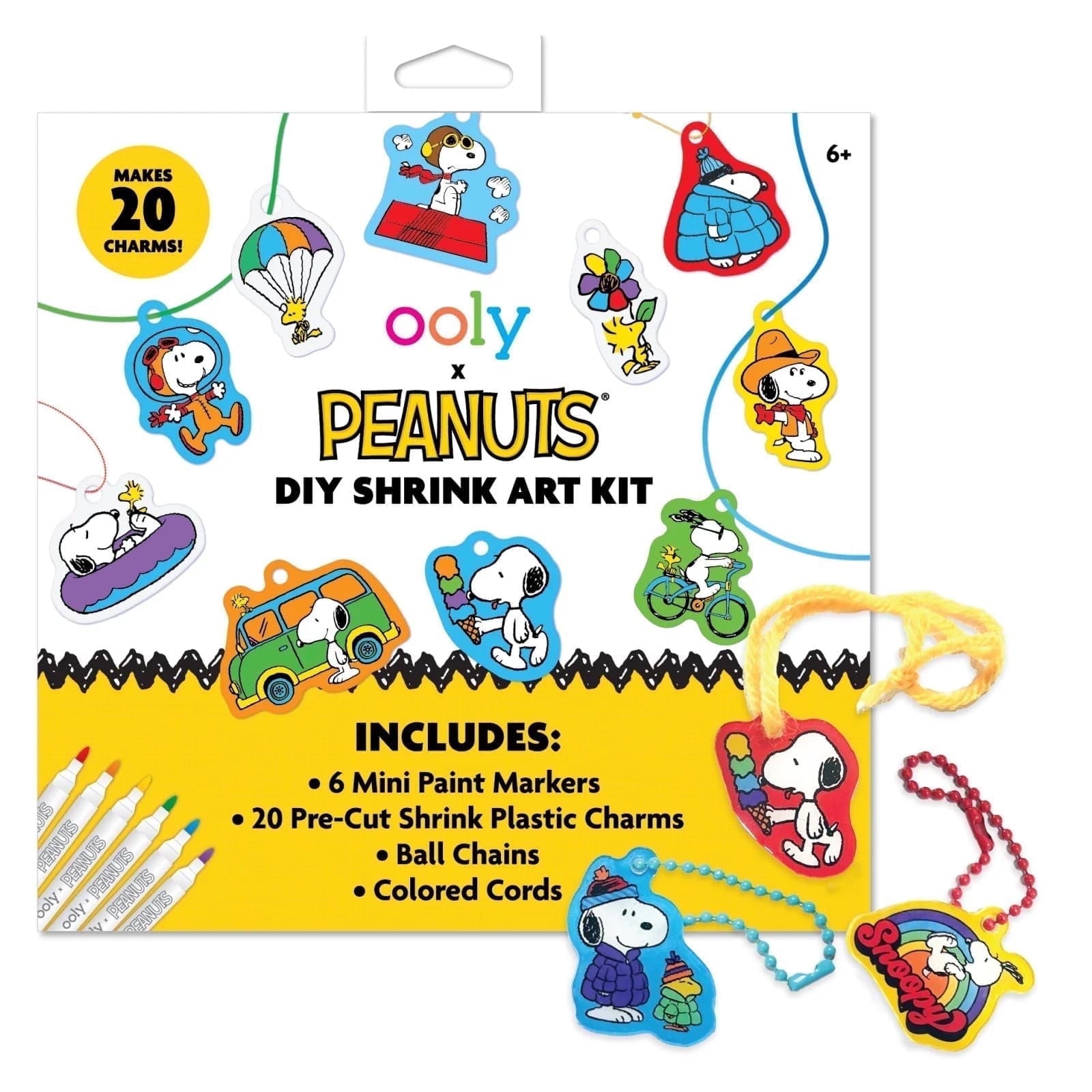 Ooly x Peanuts: Snoopy Themed 34-Piece DIY Shrinking Art Kit with