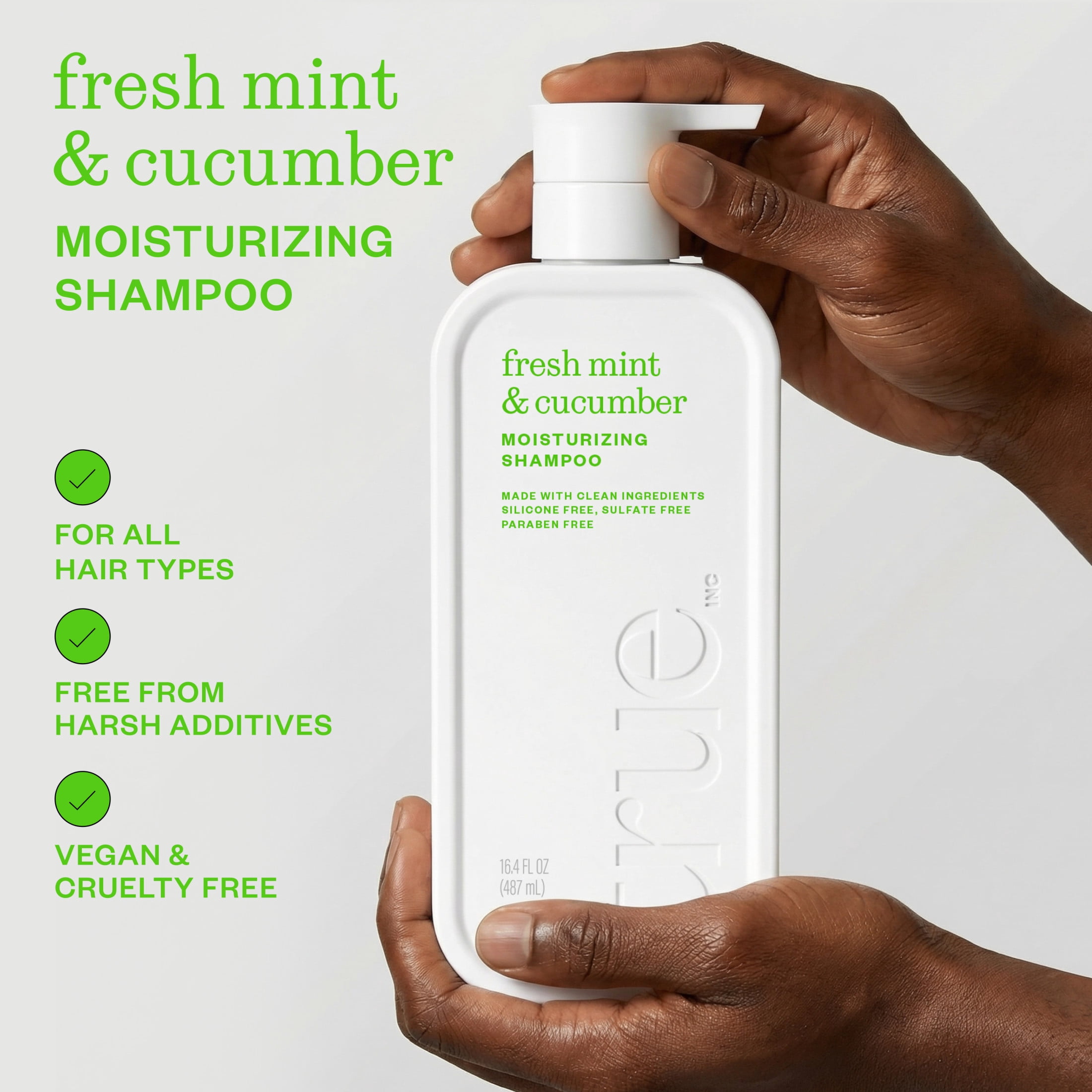 True Fresh Mint & Cucumber Moisturizing Shampoo - Moisturizing and Hydrating Formula for Women & Men, 16.4 fl oz