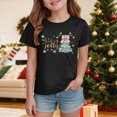 thumbnail image 2 of sdbrld Girls Christmas Shirts Short Sleeve Crew Neck Graphic Tees Holiday Tops Toddler to Big Kid Black Sizes 13-14 Years, 2 of 5