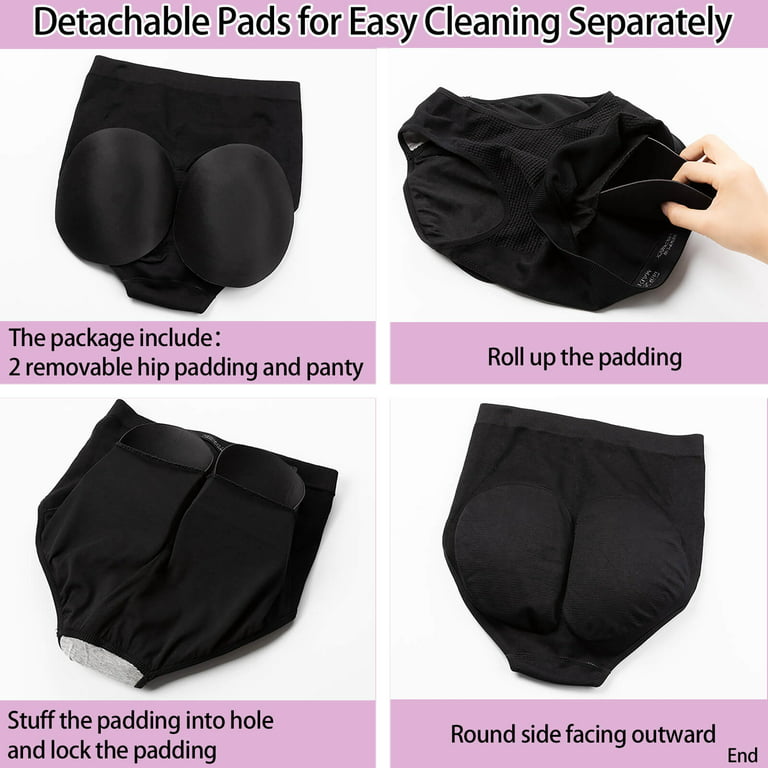 VASLANDA 2 Pack Womens Butt Lifter Panties Seamless Padded Underwear Hip  Pads Enhancer Panty