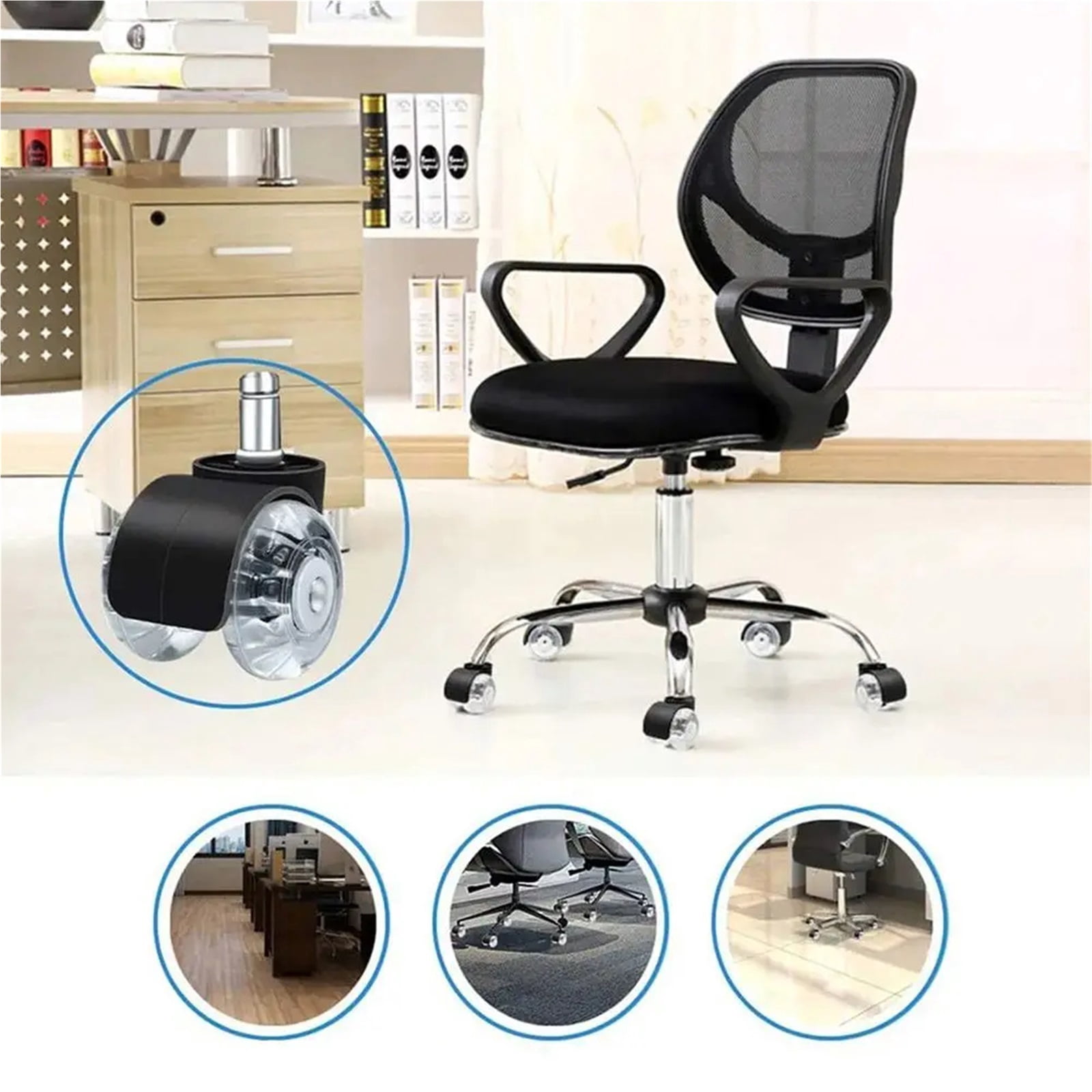 Universal Furniture Caster Swivel Rollers Wheel Chair Caster Office Chair Wheels Rubber Mute Wheel Desk Office Soft Safe Pulley ,Reliable