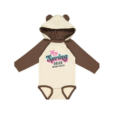 

Inktastic Spring Break Retro with Palm Trees Miami Beach Gift Baby Boy or Baby Girl Long Sleeve Bodysuit