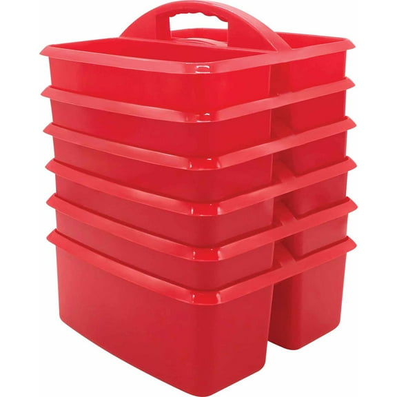 Teacher Created Resources Red Plastic Storage Caddy, Pack of 6