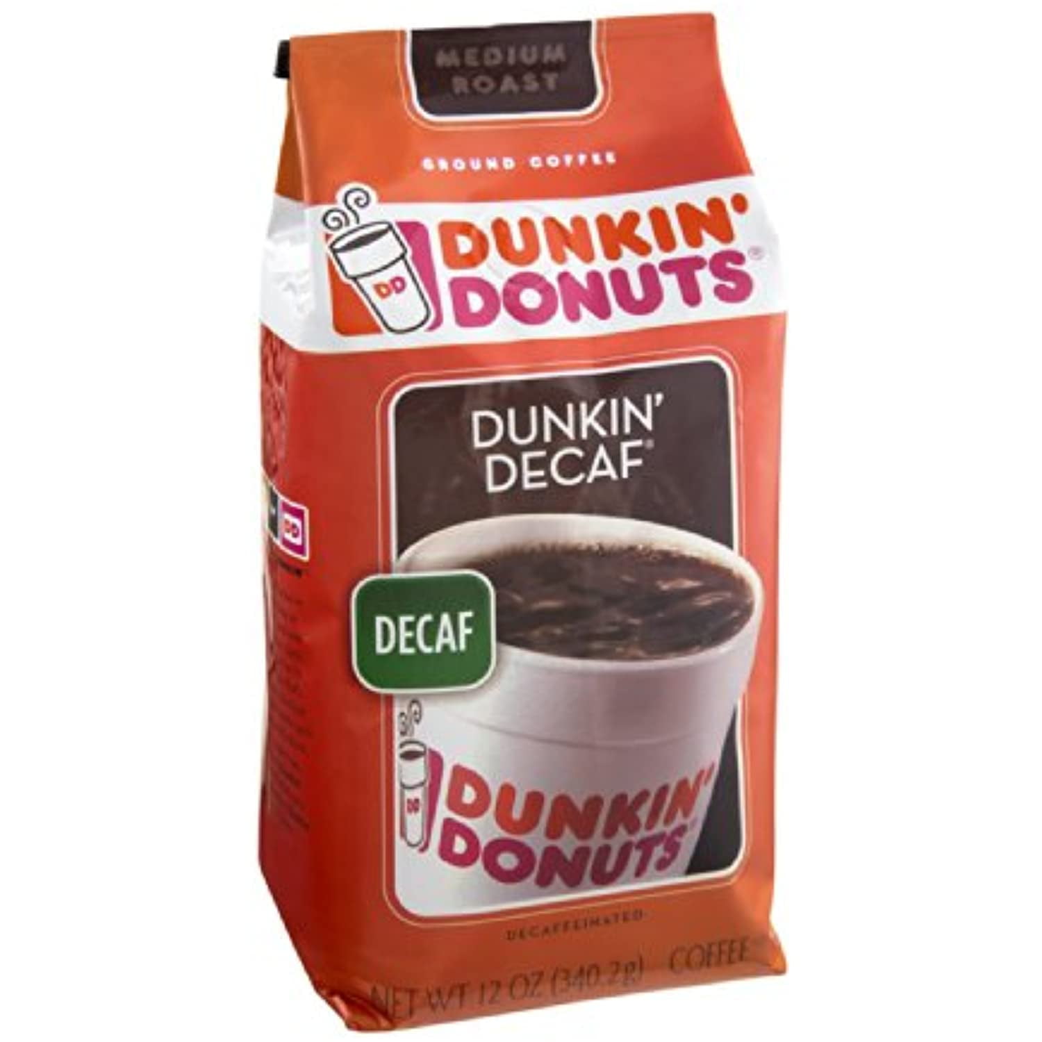 Dunkin Donuts Dunkin Decaf Decaffeinated Medium Roast Ground Coffee 12