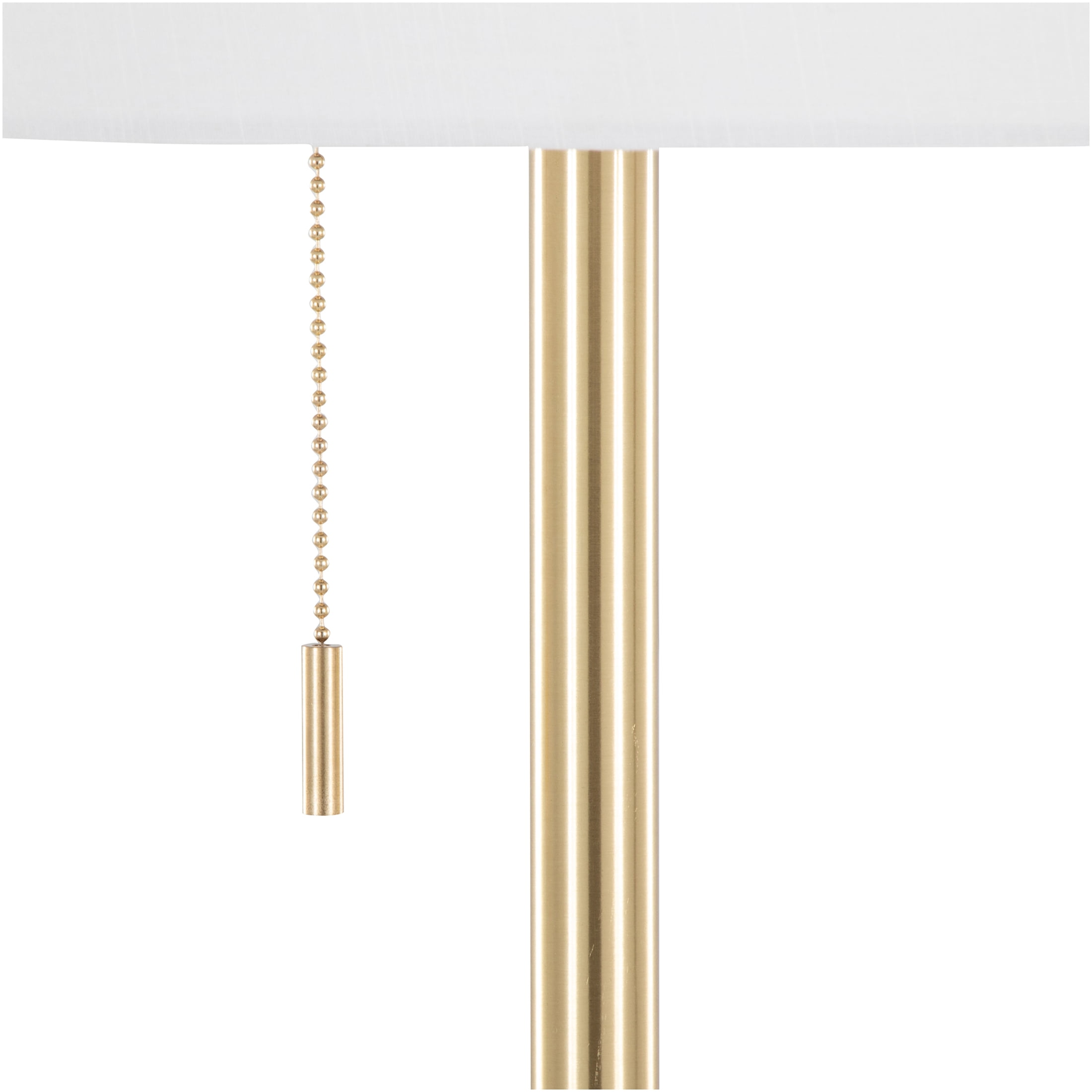JERFIT 64 Inch Modern Gold Floor Lamp with Tiered Linen Shade, Pull Chain Accent Light for Living Room Bedroom Office