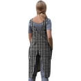 thumbnail image 3 of Womens Cross Back Pinafore Apron with Large Side Pockets No-Tie Aprons Bib for Kitchen Cooking Baking Gardening Works, Plaid Black, XL, 3 of 8