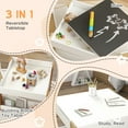 thumbnail image 3 of Qaba 3PCs Kids Table and Chair Set with Blackboard & Storage, Natural, 3 of 9