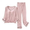 thumbnail image 3 of Petite Fit Pajama Set Tunic Style Top with Wide Leg Pants Comfortable Sleepwear, 3 of 9