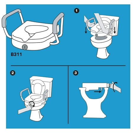 Carex E-Z Lock Raised Toilet Seat With Handles, 5 Toilet Seat Riser with Arms, Handicap Raised Toilet Seat For Seniors and Elevated Toilet Seat