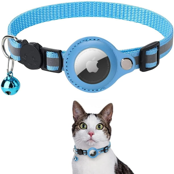 Collar Airtag para gatos, accesorio compatible con Apple Airtag (GPS Airtag Cat no incluido), collar con hebilla de seguridad antiestrangulamiento para gatitos, gatos y perros pequeños