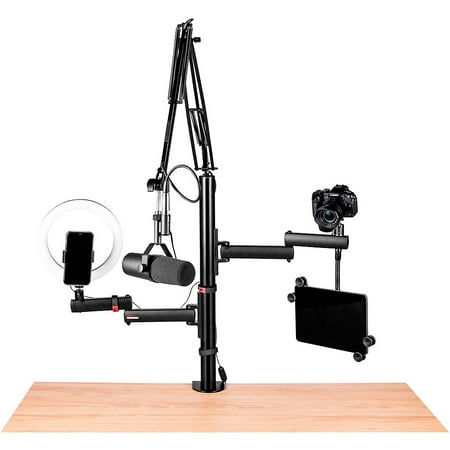 UPC: 0716408558516 | Gator Frameworks ID Series All-In-One Content Creator Tree with Light  Mic & Camera Attachments