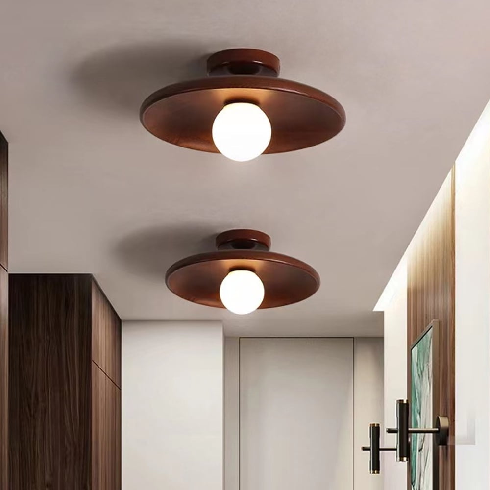 Arturesthome Japanese-style Aisle Small Lamp Flush Mount Solid Wooden Ceiling Light For Dining Room