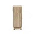 thumbnail image 4 of LuxenHome Natural Finish Wave-Patterned Manufactured Wood 3-Drawer 1-Door Bathroom Storage Cabinet, 4 of 11