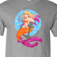 thumbnail image 4 of Inktastic Nautical Orange and Pink Mermaid Sitting on Anchor T-Shirt, 4 of 5