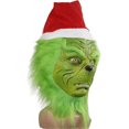 thumbnail image 3 of Máscara navideña de látex de lujo para comedia, fiesta de Halloween, color verde (máscara), 3 of 5
