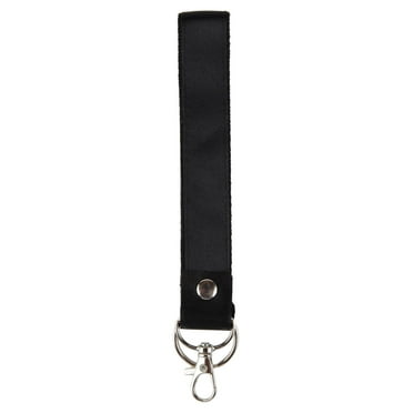 Essentials Brand Unisex Adult Black Polyester Wristlet Ribbon Lanyard, 8" Long