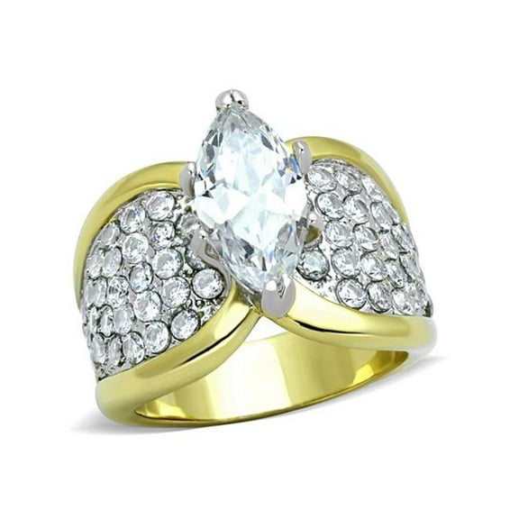 4.28 Ct Marquise Cut Cz Two Tone IP Stainless Steel Engagement Ring Size 5