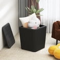 thumbnail image 3 of Outdoor Resin Storage Side Table with Removable Lid and Wicker-woven Accent, 3 of 10