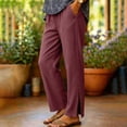 thumbnail image 6 of Favoffer Women's High Waist Cropped Pants Elastic Side Button Side Slit Hem Straight Leg Pocket Casual Trousers Fashion Daily Long Bottom, 6 of 9