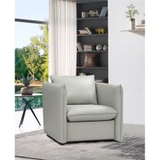 Divani Casa Tamworth Modern Leather & Metal Swivel Accent Chair in Gray