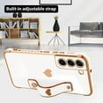 thumbnail image 4 of Designed for Samsung Galaxy S21 Plus Case with Strap Luxury Love Heart Plating Gold Bumper Phone Cover Wristband Kickstand Full Body Protective Slim Case for Women - White, 4 of 9