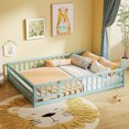 thumbnail image 4 of Costway Full Size Floor Bed with Full Length Safety Guardrails & Door for Boys, Girls Icy Aqua, 4 of 10