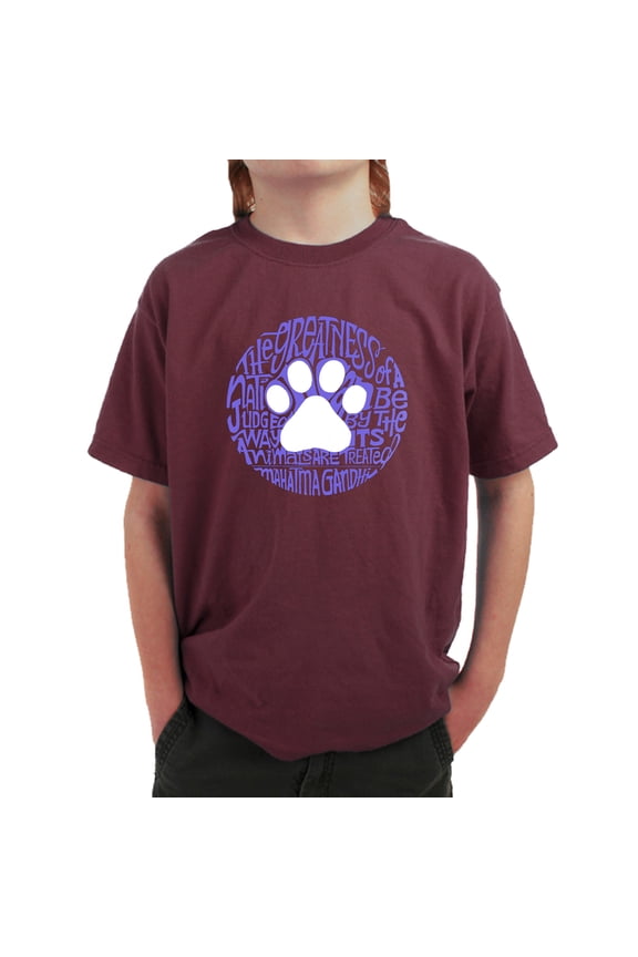 Boy's Word Art T-shirt - Gandhi's Quote on Animal Treatment