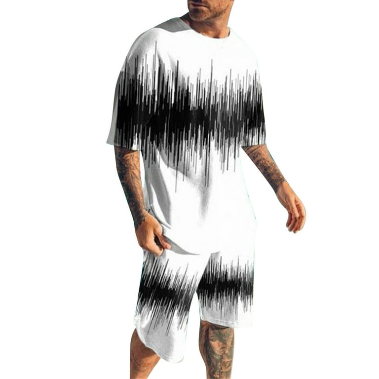 ZHAGHMIN Track Suits For Men Men Fashion Spring Summer Suit 2 Piece Beach Printed Short Sleeve Shirts Short Set Pant Set With Pocket Tuxedos Suits