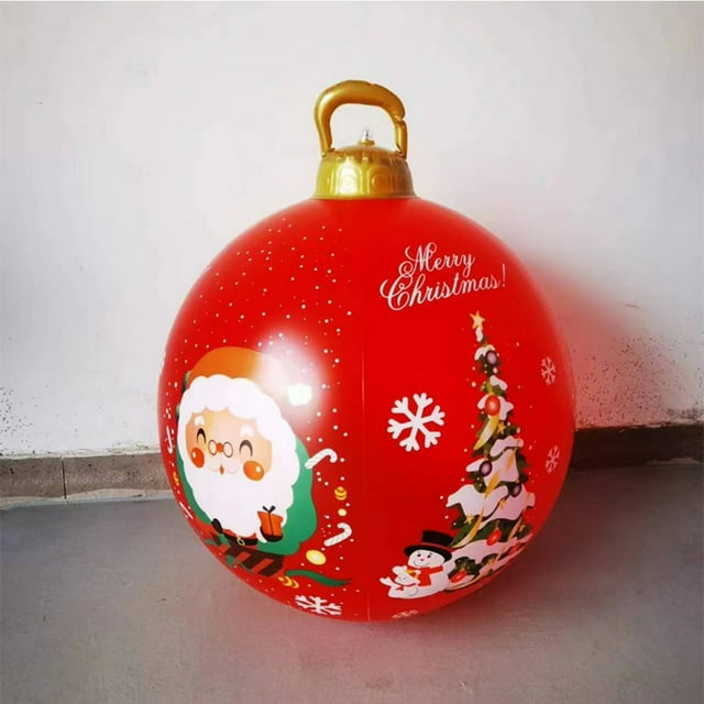 AMERTEER 60cm Inflatable Christmas Ball with Light Glow Giant Atmosphere Ball Home Garden