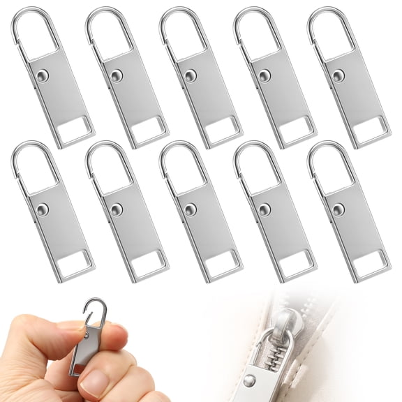 10 Pcs Zipper Pull Tab Replacement Metal Zipper Handle Mend Fixer for Suitcases Luggage Jacket Backpacks Coat Boots