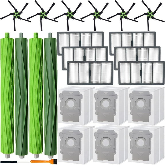 S9 replacement parts Compatible with roomba s9(9150) s9 s9 Plus(9550) Series Vacuum Cleaner,6 Filters, 6 Corner Brushes, 2 Set of Multi-Surface Rubber Brushes,6 Automatic Dirt Disposal Bags,2 tools